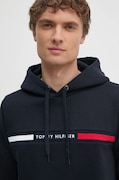 Tommy Hilfiger bluza barbati, culoarea albastru marin, cu glugă, cu imprimeu, MW0MW37361