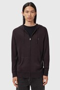 AllSaints bluza wełniana MODE MERINO ZIP HOOD kolor brązowy z kapturem melanżowa M084KB