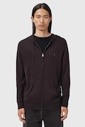 AllSaints bluza wełniana MODE MERINO ZIP HOOD kolor brązowy z kapturem melanżowa M084KB