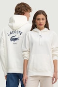 Bavlněná mikina Lacoste bílá barva, s kapucí, s potiskem, SH2740