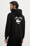 Lacoste bluza bawełniana kolor czarny z kapturem z nadrukiem SH2740