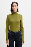 Bavlnené tričko s dlhým rukávom United Colors of Benetton modrá farba, s rolákom, 3GA2E2224