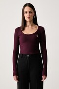 Guess longsleeve damski z bawełną bordowy V4BP07 K8RT2