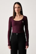 Guess longsleeve damski z bawełną bordowy V4BP07 K8RT2