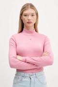 Tommy Jeans longsleeve damski kolor różowy z półgolfem DW0DW19830
