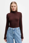 Tričko s dlhým rukávom Tommy Jeans čierna farba, s polorolákom, DW0DW19830