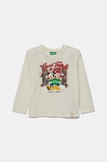 Дитячий бавовняний лонгслів United Colors of Benetton колір бежевий 3ATNG10GQ