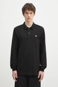 Lacoste cotton longsleeve top black color smooth PH4013