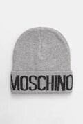Moschino czapka z domieszką wełny kolor szary z grubej dzianiny M5672 60102
