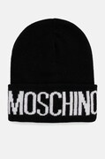 Čiapka s prímesou vlny Moschino čierna farba, z hrubej pleteniny, M5672 60102