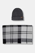 Barbour czapka i szalik kolor szary LGS0094