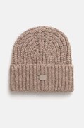 Шапка з домішкою вовни Tommy Jeans колір бежевий з товстого трикотажу AW0AW16786
