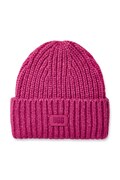 UGG czapka z domieszką wełny CHUNKY RIB BEANIE kolor różowy z grubej dzianiny 21687