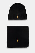 Polo Ralph Lauren czapka i szalik wełniany kolor czarny 710951146