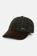 Вълнена шапка с козирка Barbour в зелено с десен MHA0867