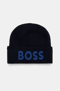 BOSS czapka z domieszką wełny kolor granatowy z cienkiej dzianiny 50524348