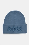 BOSS Orange czapka wełniana kolor niebieski wełniana 50522449