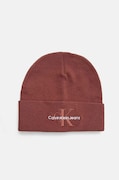 Bavlnená čiapka Calvin Klein Jeans červená farba, z hrubej pleteniny, bavlnená, K50K512460