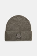 Вовняна шапка Maison Kitsuné Bold Fox Head колір зелений з тонкого трикотажу вовна MM06111KT1022