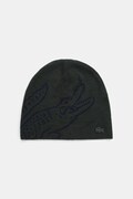 Вовняна шапка Lacoste колір чорний з тонкого трикотажу вовна RB3021