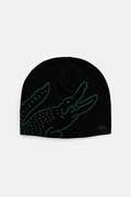 Вовняна шапка Lacoste колір чорний з тонкого трикотажу вовна RB3021