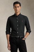 Pamučna košulja Polo Ralph Lauren za muškarce, boja: crna, slim, s button-down ovratnikom, 710767828