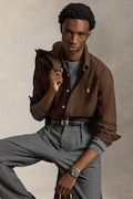 Polo Ralph Lauren koszula bawełniana męska brązowa gładka 710805564
