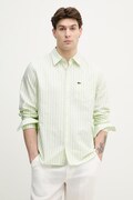 Lacoste koszula bawełniana męska zielona w paski CH5623