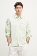 Lacoste koszula bawełniana męska zielona w paski CH5623