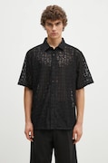 Košile PLEASURES Lacy Button Down pánská, černá barva, relaxed, s klasickým límcem, P24F050