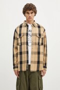 Памучна риза Filson Vintage Alaskan Guide Shirt мъжка в бежово със свободна кройка с класическа яка FMCAM0013