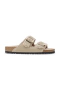 Birkenstock klapki zamszowe Arizona Shearling damskie kolor beżowy 1028293