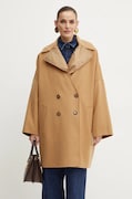 BOSS palton de lana culoarea bej, de tranzitie, oversize, 50524984