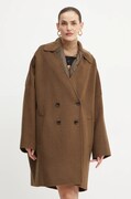 BOSS palton de lana culoarea maro, de tranzitie, oversize, 50524984