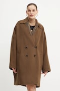 BOSS palton de lana culoarea maro, de tranzitie, oversize, 50524984