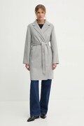 Вовняне пальто Tommy Hilfiger колір сірий перехідне oversize WW0WW43603