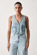 Levi's telovnik ženski denim TAILORED DENIM moder A8749