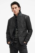 AllSaints geaca de piele SURVEY LTHR BLAZER barbati, culoarea negru, de tranzitie, M061LB