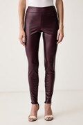 Guess spodnie damskie z imitacji skóry PRESCILLA bordowe high waist W4BB18 WGIK0
