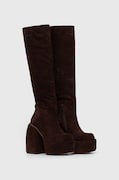 Замшеві чоботи Naked Wolfe жіночі колір коричневий каблук блок Space Cow Suede Brown