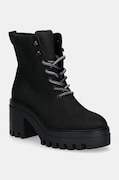 Calvin Klein Jeans botki CHUNKY HEELED ZIP BOOT LTH damskie kolor czarny na słupku YW0YW01548