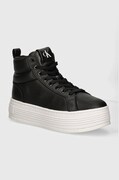Αθλητικά Calvin Klein Jeans BOLD PLATF MID OH MG LTH χρώμα: μαύρο, YW0YW01583