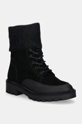 Calvin Klein Jeans botki COMBAT MID LACE UP BOOT WL damskie kolor czarny na płaskim obcasie YW0YW01599
