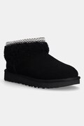 Μπότες σουέτ UGG Classic Ultra Mini Maxi Curly χρώμα: μαύρο, 1158263-BLK