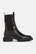Шкіряні черевики AllSaints Hallie Boot жіночі колір чорний на плоскому ходу W115FB