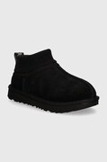 UGG śniegowce zamszowe dziecięce CLASSIC ULTRA STRETCH CUFF kolor czarny 1157702T