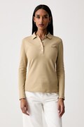 Lacoste longsleeve damski bawełniany z elastanem beżowy PF5464