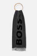 BOSS шарф чоловічий з вовною Rikard_35*180 сірий 50527099