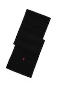 Šál Polo Ralph Lauren Classic Cable Scarf pánsky, čierna farba, s nášivkou, 449959345