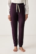 BOSS spodnie lounge damskie CP Stripe Pants Cuff fioletowe high waist 50524759